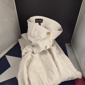 Talbots Classic White Trousers with Gold Accent